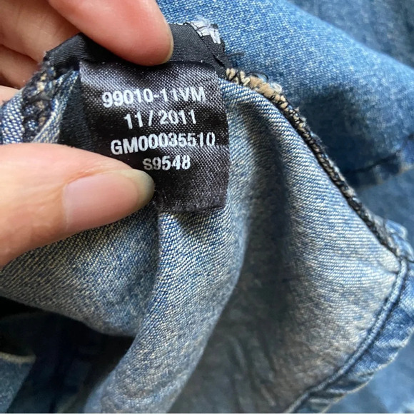 Harley Davidson Denim Long Sleeve Button Shirt 25”  PTP Sz XXL - Picture 7 of 10